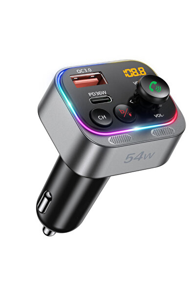 LUVLU Modulator FM Auto Bluetooth 5.3 Sunet Hi-Fi, Bas Profund, Incarcator Super Fast Charge 54W