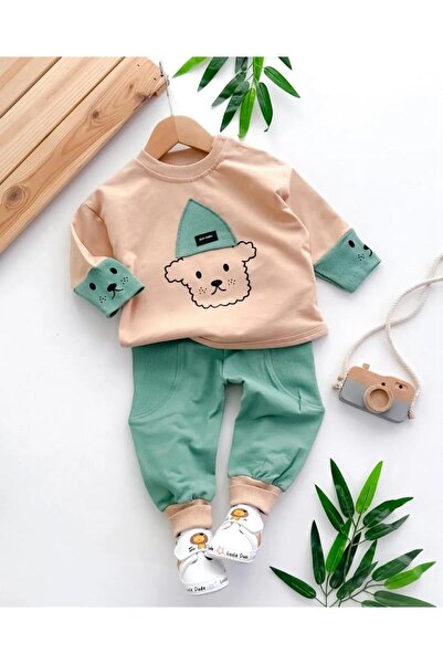 Lolons Şapkalı Köpek Baskılı Erkek Bebek İkili Takım