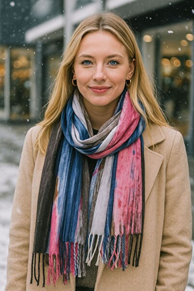 Axesoire 15160 Batik siva Sa resama Debeli šal