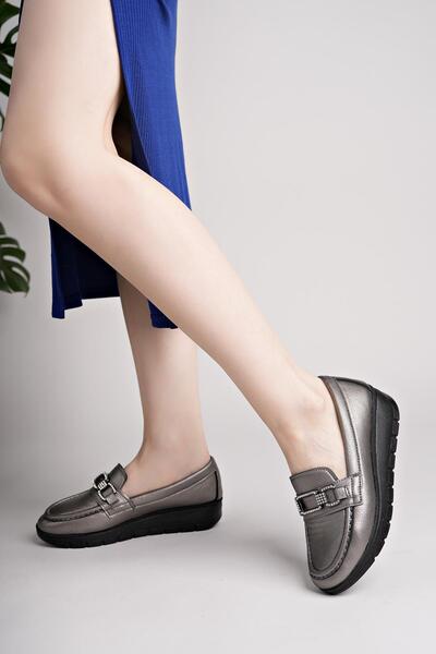 Nesil Shoes Neyna 1042 Platinum Wedge Heel Women's Shoes