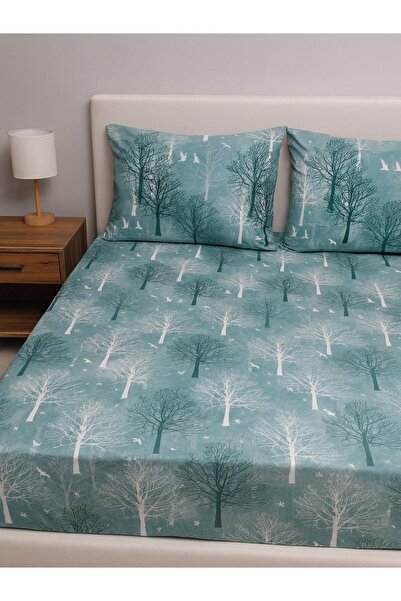 üntaş Life Battal Double Elastic Sheet + 2 Pillowcases Green Tree Ecçrşfağaç01