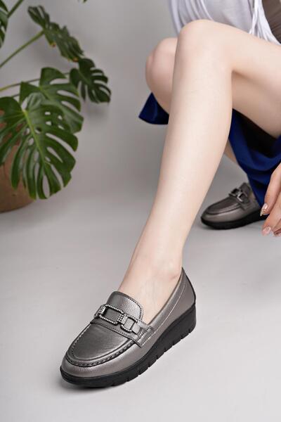 Nesil Shoes Neyna 1042 Platinum Wedge Heel Women's Shoes