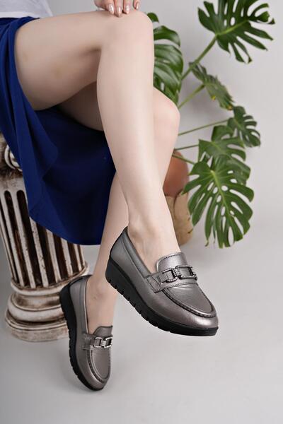 Nesil Shoes Neyna 1042 Platinum Wedge Heel Women's Shoes