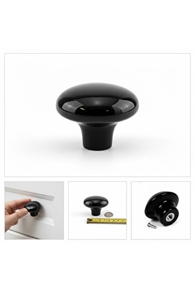 MH MiniHediye Button Metal (Black) Round Furniture Kitchen Drawer Cabinet Cupboard Door Handle Knobs Handle