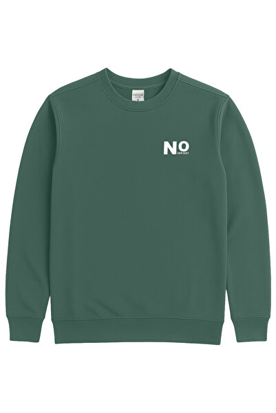 THE WOOW Unisex Basic Long Sleeve Crew Neck No New Best Printed Green Sweatshirt