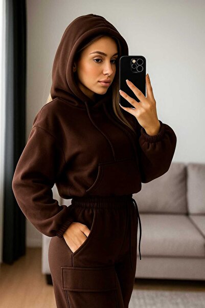 BRLKN Women's Kangru Pocketed Oversized Crop Set