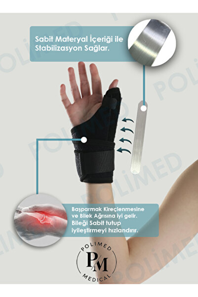 POLİMED Dequarvin Thumb Fixation Brace with Steel Support Spika Brace