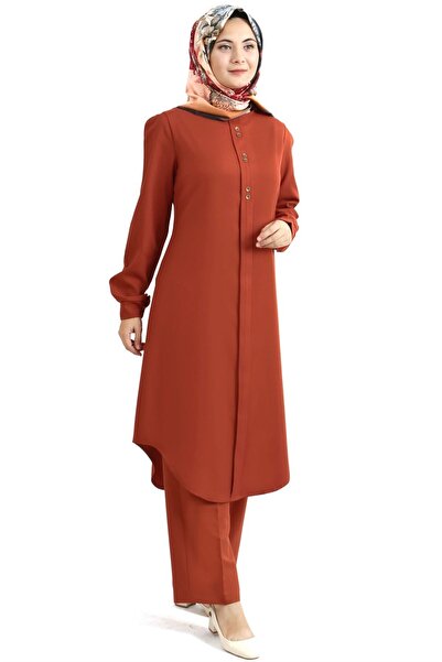 Fahima Rübeysa - Tunik - Pantolon - Takım - Kiremit - FHM610