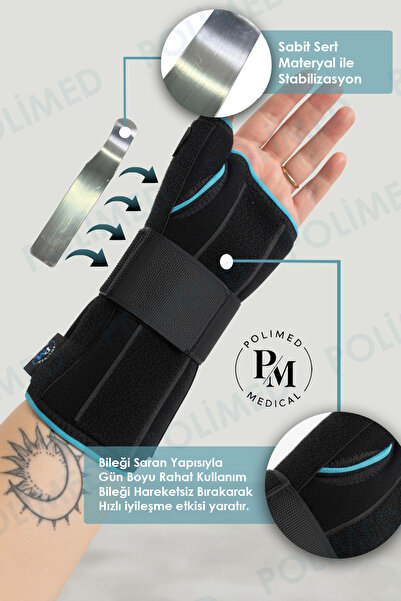 POLİMED Thumb Support Hand Splint Steel Thumb Brace Palm Steel Support Fixator
