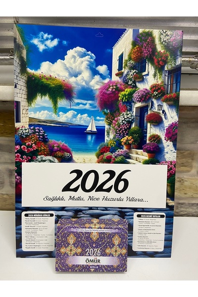 Ne Arasak Ömür Takvim Deniz Manzaralı 1.bölge 2026 Kartonlu Yapraklı Duvar Takvimi