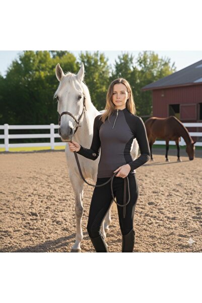 PEUR RIDER SHOP Γυναικείο μπλουζάκι Rider σε μαύρο χρώμα ανθρακί με μακρύ πίσ...