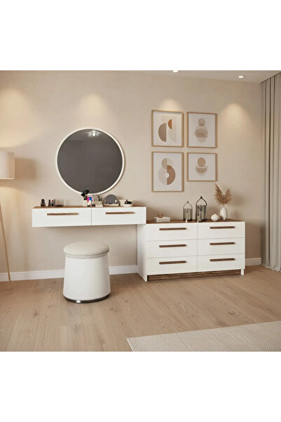 Stylish Home Large modern bedroom dresser, white and brown - TS03