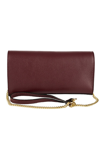 AZZURA Isolde bag, burgundy leather with gold metal accessories