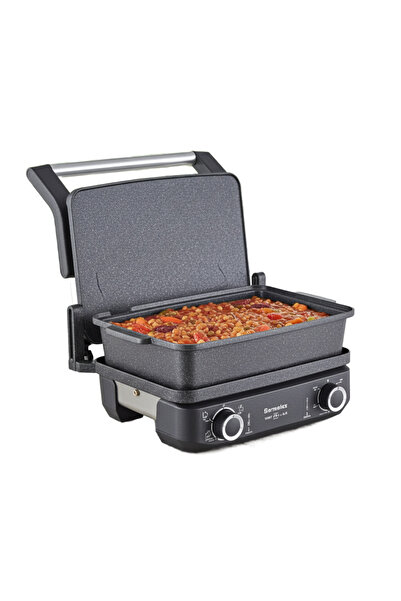 Sermelex Maxi Grill 4x4 Multi Lahmacun Makinesi ( PTFE /Teflon )TAVA Hediyeli 2200 Watt Tost Makinesi(INOX)