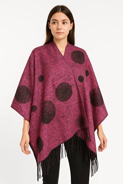 ALDAİR Women's winter double-sided poncho shoulder 140x140