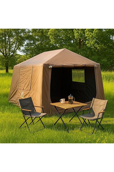 Trend Maison 210D Oxford Soba Baca Çıkışlı Şişme Çadır 250X290XH190 Haki + Pompa Dahil
