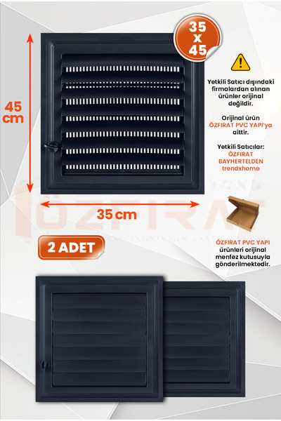 ÖZFIRAT PVC YAPI Menfez 35x45 Cm Banyo / Wc Havalandırma Menfezi / Plastik An...