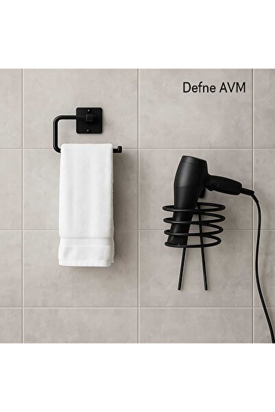 DEFNE AVM Yapışkanlı fön makinası askısı tuvalet kağıdı askısı fönlük tuvalet...