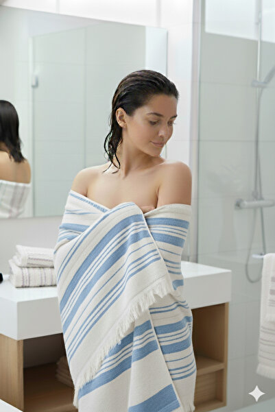 BAMİROSE طقم منشفة حمام ليانا 50x90 70x140 سم، منشفة شاطئ، طقم حمام تركي