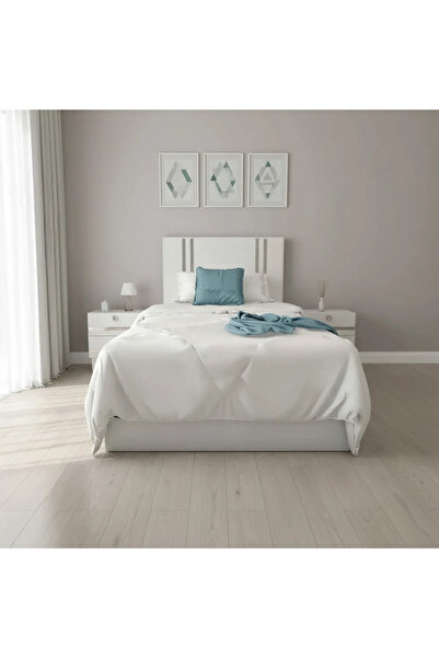 Stylish Home White single bed with modern design and 2 nightstands - BD01