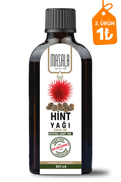 Masala Hint Yağı 100 Ml. Cam Şişe - Saf Ve Katkısız, Hekzan Içermez(CASTOR OİL) - Soğuk Pres