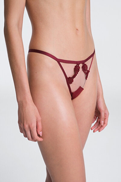 Penti Bordo Olea Dantelli Normal Bel String Külot