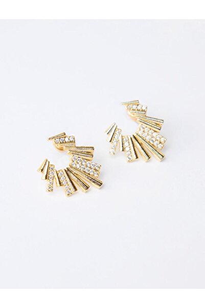 Jimmy Key Gold Color Line Form Shiny Earrings