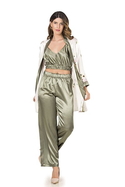 MOONGIRL Γυναικείο Σετ Σατέν Τριπλό Σετ Πυτζάμες Crop