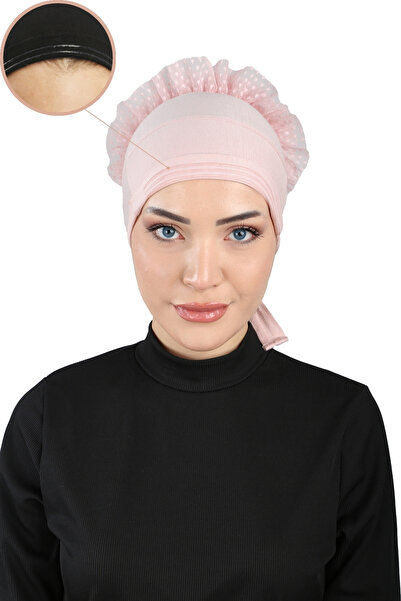 Ecardin Topuzlu Kaymayan Silikonlu Bone Güpürlü - St 510 Pudra