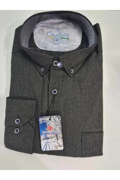 Castelli Men's Plus Size Classic Pocket Winter Long Sleeve Shirt - Khaki