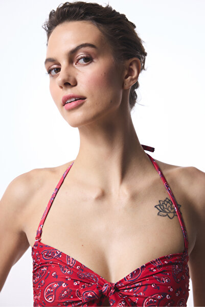 Penti Colorful Ethnic Patterned Buckle Bandana Strapless Bikini Top