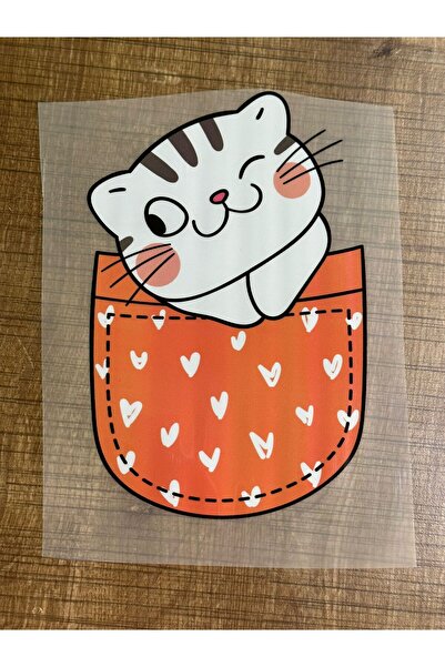 Gönülden Tasarım 17X13 CM FIER DE FIERDĂ STICKING CAT TRANSFER PRINT CAT TRI-COAT PRINT ARMATA Portocaliu