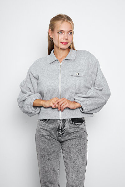 ESPİNA Жіночий піджак з рукавами-балонами та застібкою-блискавкою - комір сорочковий