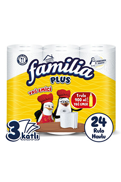 Familia Plus Yağ Emici Kağıt Havlu 24 Rulo (6 Rulo x 4 Paket)