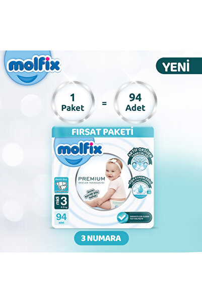 Molfix Premium Ultra Fırsat Paketi 3 Beden 94 Adet