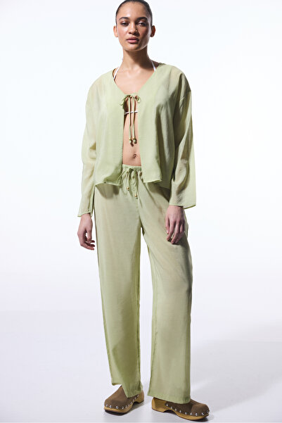 Penti Light Green Mindy V-Neck Oversize Kimono with Lacing Detail