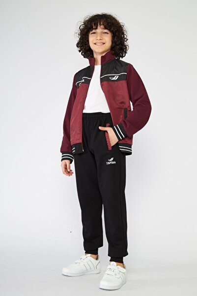 ESPİNA Children's Logo Printed Pockets Zippered 2 Thread Tracksuit Set