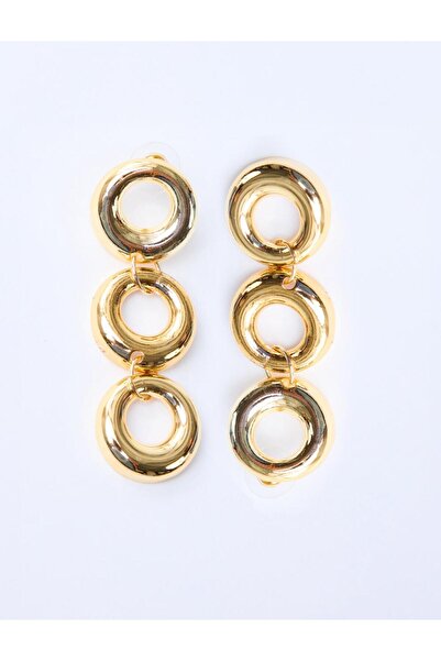 Jimmy Key Gold Color Triple Oval Figured Swinging Earrings