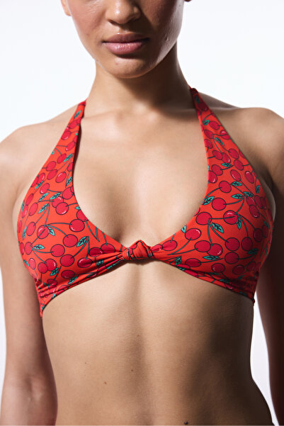 Penti Μπλουζάκι μπικίνι με λαιμόκοψη με μοτίβο Chery Hot Cherry