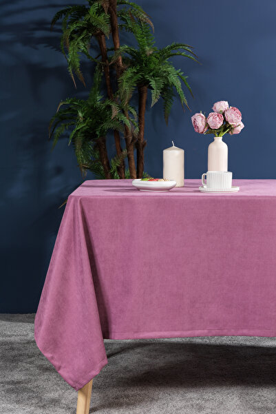 Elart Soft Velvet Tablecloth Rectangular (150X220 cm) Dusty Rose