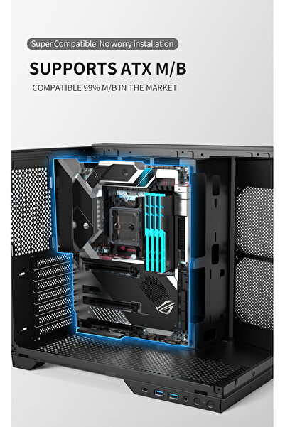 ACER علبة كمبيوتر V330BK ATX، 6 مراوح RGB مثبتة مسبقًا مع جهاز تحكم عن بعد