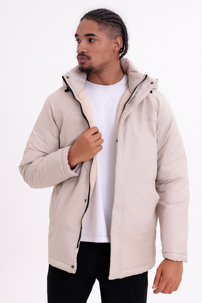 Montland Pánská zimní bunda, kabát a parka s kapucí a kapucí s kamennou podšívkou