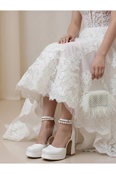 Berush Bride Pantofi cu platformă cu curea la gleznă din sidef pentru femei