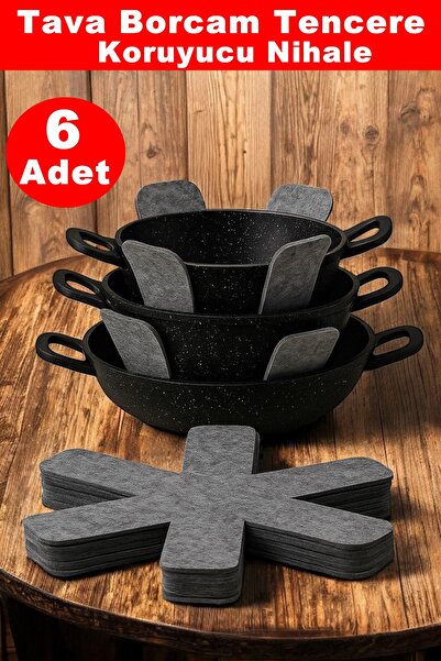 Kitchen Beauty 6 Adet Tava Tencere Ve Borcam Koruyucu Çizdirmez Keçe Nihale 30x30 Cm