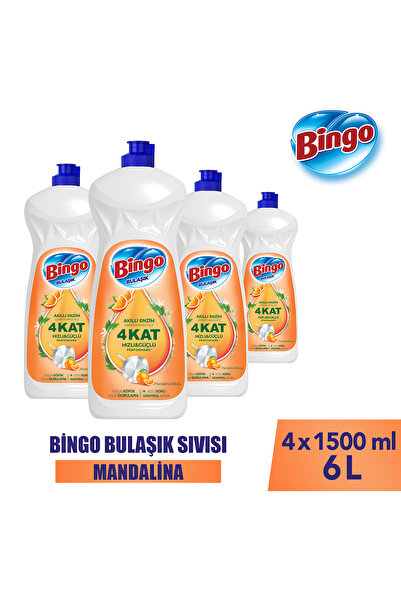 Bingo Sıvı Elde Bulaşık Deterjanı Mandalina 1500ml X 4 Adet