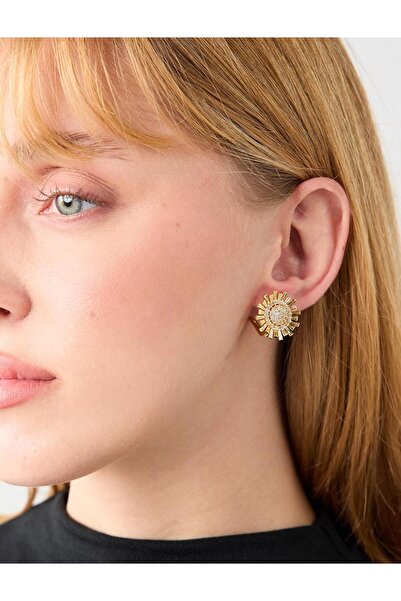 Jimmy Key Gold Color Sun Shaped Sparkling Elegant Earrings