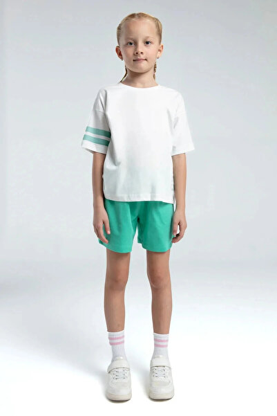 Rolypoly Girl shorts set - white/mint