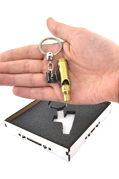 anahtarlıksepeti غلاف نموذج سلسلة مفاتيح صافرة 762 مع مايون - صندوق خشبي أصفر