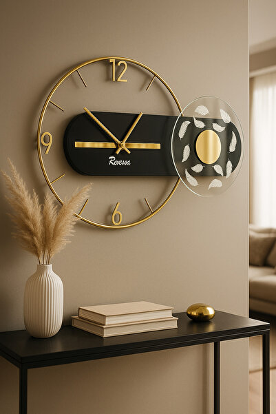 MetaQuartz Aksesuar Renessa Exclusive ( Quartz Mekanizmalı ) Özel Seri Dekoratif Metal Ahşap Duvar Saati