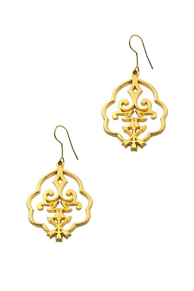 anahtarlıksepeti أقراط كلاسيكية بنمط القفقاس الشرقي بلون ذهبي غير لامع